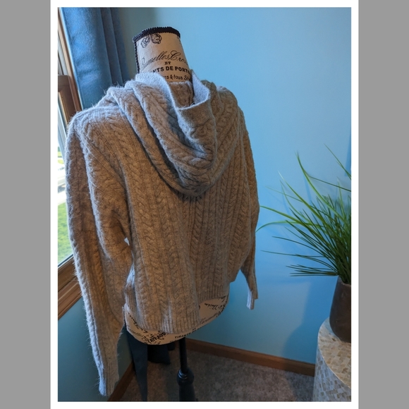 Express Light Grey Hooded Sweater - Picture 7 of 12